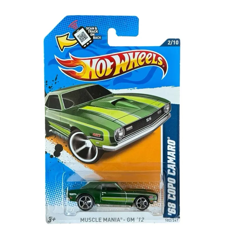 Hot Wheels 1:64 Diecast ‘68 COPO Camaro Green Muscle Car - Miniature, Accurate Classic Design, Collector’s Item, Model Toy, Model Cars