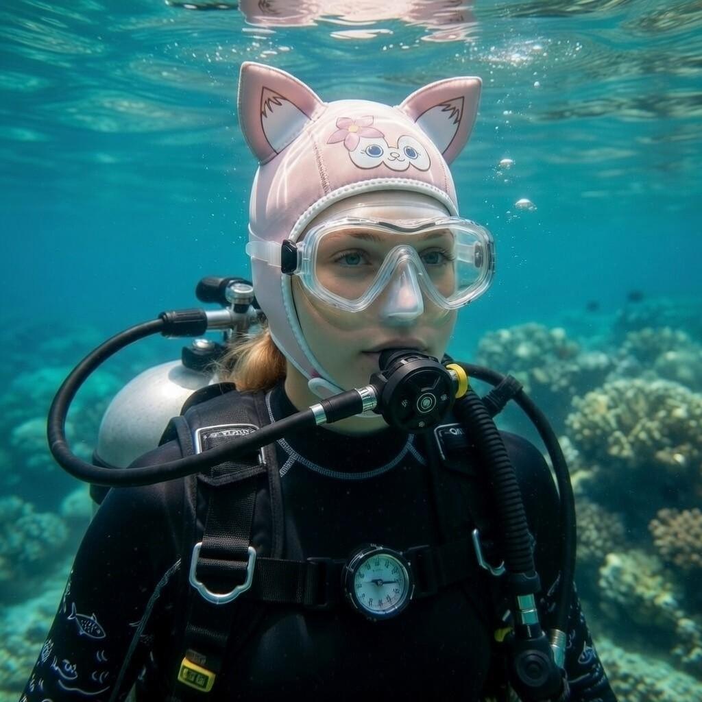 3mm Neoprene Cat Ear Dive Hood for Women Snorkeling Scuba Freediving Soft Warm Waterproof Design