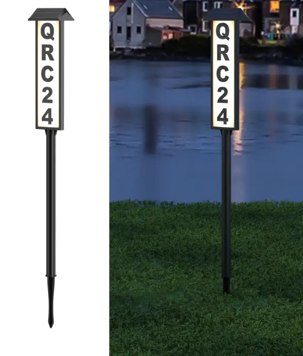 MATULSA  1 Pack Solar Address Signs, House Number for Outside Waterproof, 3-Color LED Illuminated Address Plaques with Stake, Wall Mounted Solar Powered Light Up Address Numbers for Houses