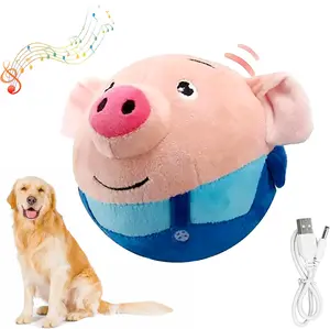 Active Moving Pet Plush Toy, 2024 Upgrade Interactive Electronic Dog Toy, Squeaky Mobile Dog Ball Toy, Interactive Dog Ball Mobile Dog Toy with Recording and Music Mode, Dog Pet Toy (Pig Blue)