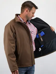 Softshell Concealed Carry Jacket – Brown | Wind & Water Resistant Softshell & Integrated