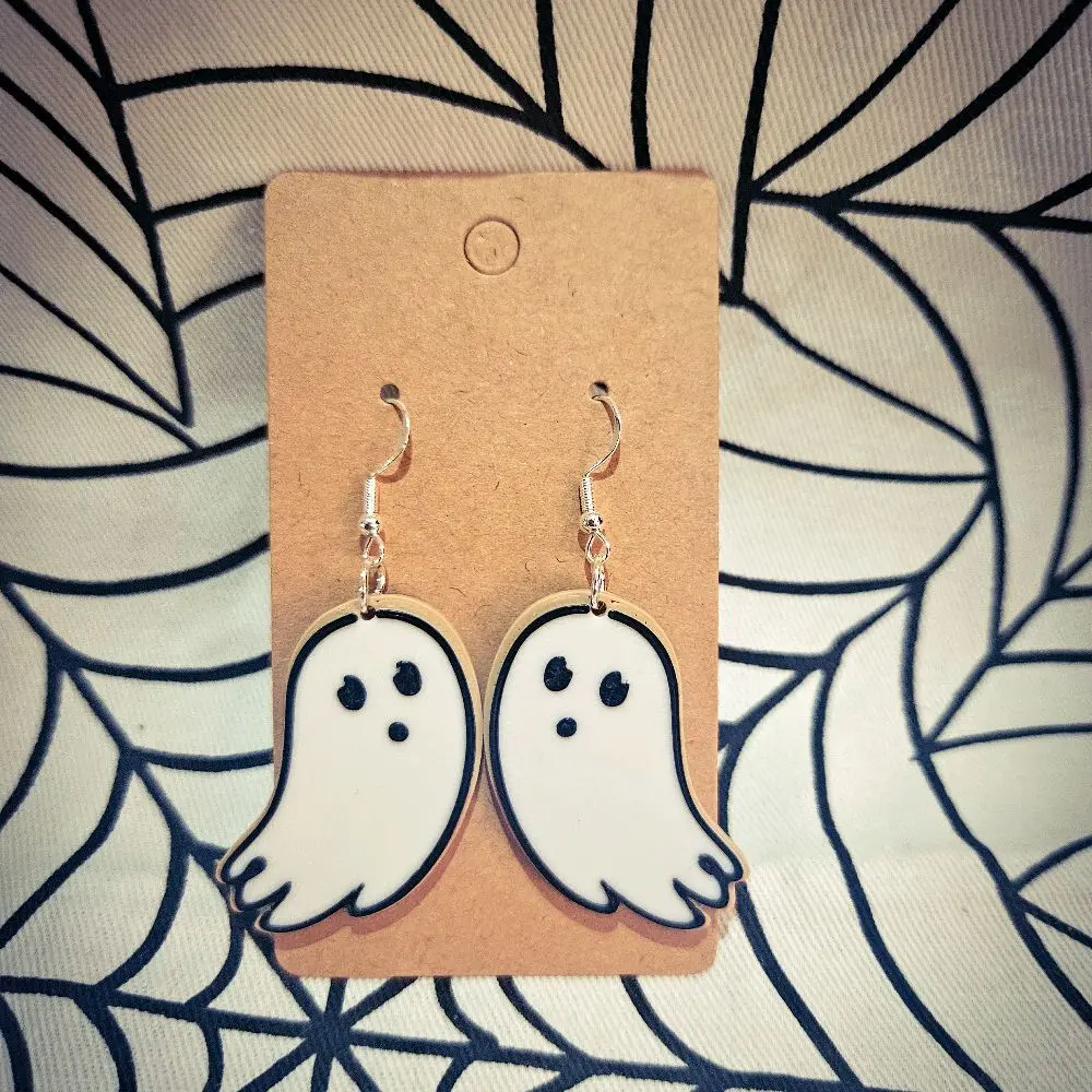 Cute Sugar Cookie Ghost Drop Earring - Cute Halloween Earrings for Halloween, Spooky Season Gift Decoration, Hypoallergenic Spooky Earrings