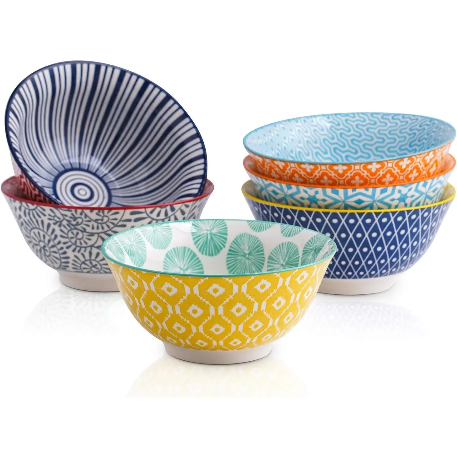 Porcelain Ice Cream Bowls Set of 6, Small Bowls, Ceramic bowls for Dessert, Ice Cream, Variety of Colors