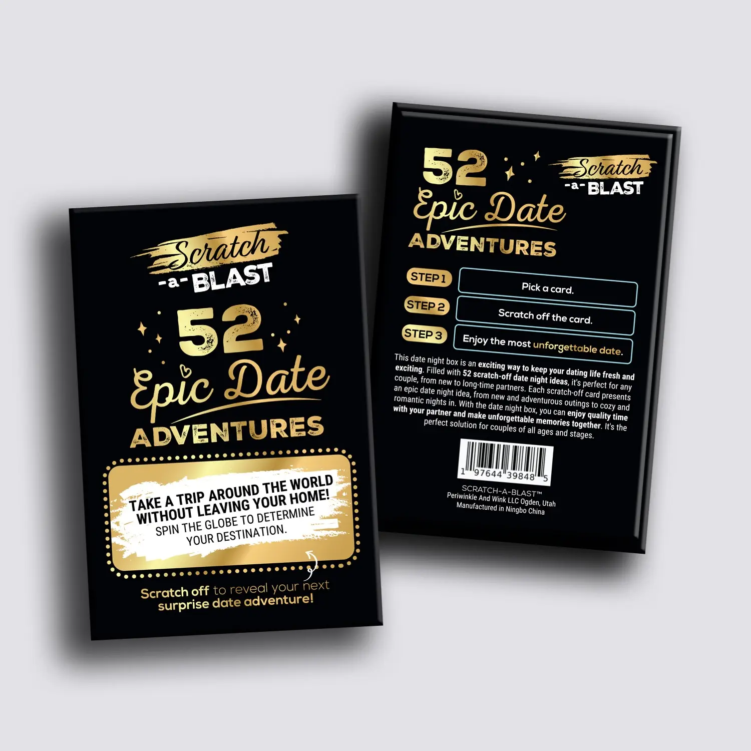 Scratch-A-Blast, 52 Epic Date Adventures, Scratch Off Cards Deck, 1 box.