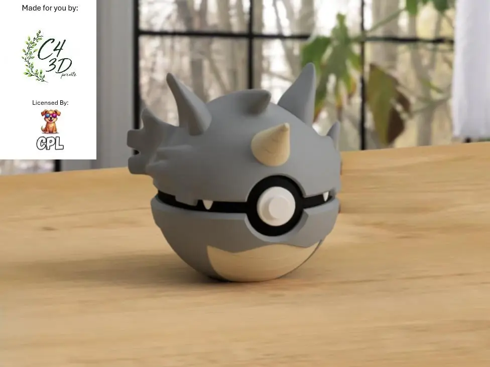 Rhydon Ball - 1st Print - High-Quality PLA, 3D Printed Pokeball Figure