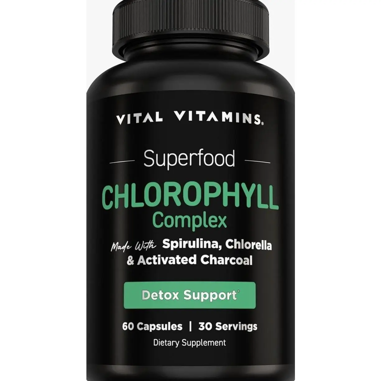 Vital Vitamins Chlorophyll Pills - Body Deodorizing Supplement - Made with Spirulina, Chlorella, Organic Parsley, Mint, & Activated Charcoal - Defeat Odor Naturally - for Women & Men - 60 Capsules