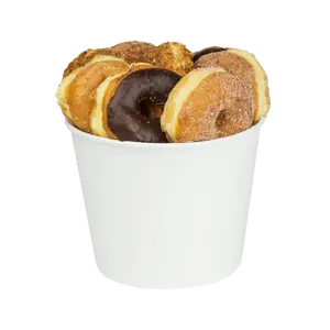 [150 sets] 130 oz Paper Food Buckets with Lids | 215 mm