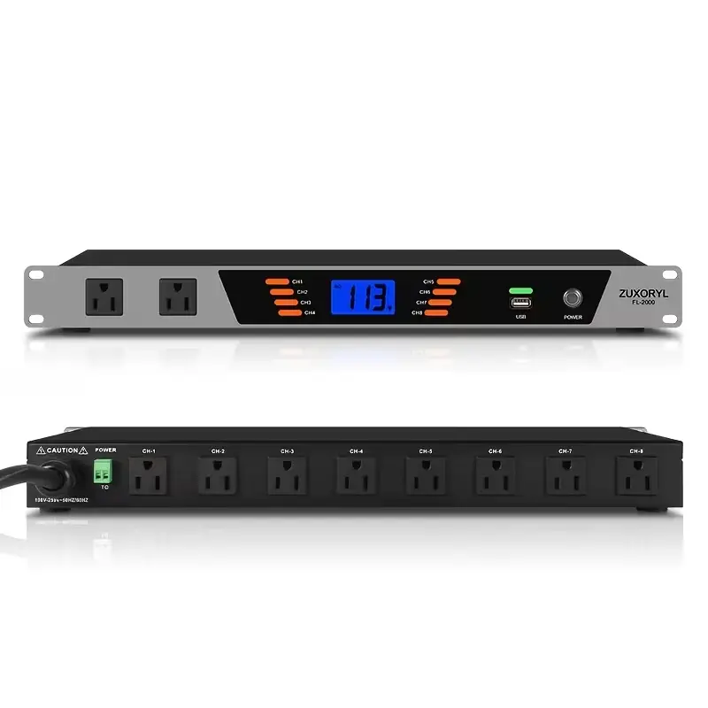 10-Way Rack Mount Power Conditioner & Sequencer - 2000W 13A Professional Audio Power Controller with Voltage Display, Surge Protector for Home Theater, Studio, Stage, Easter Gift