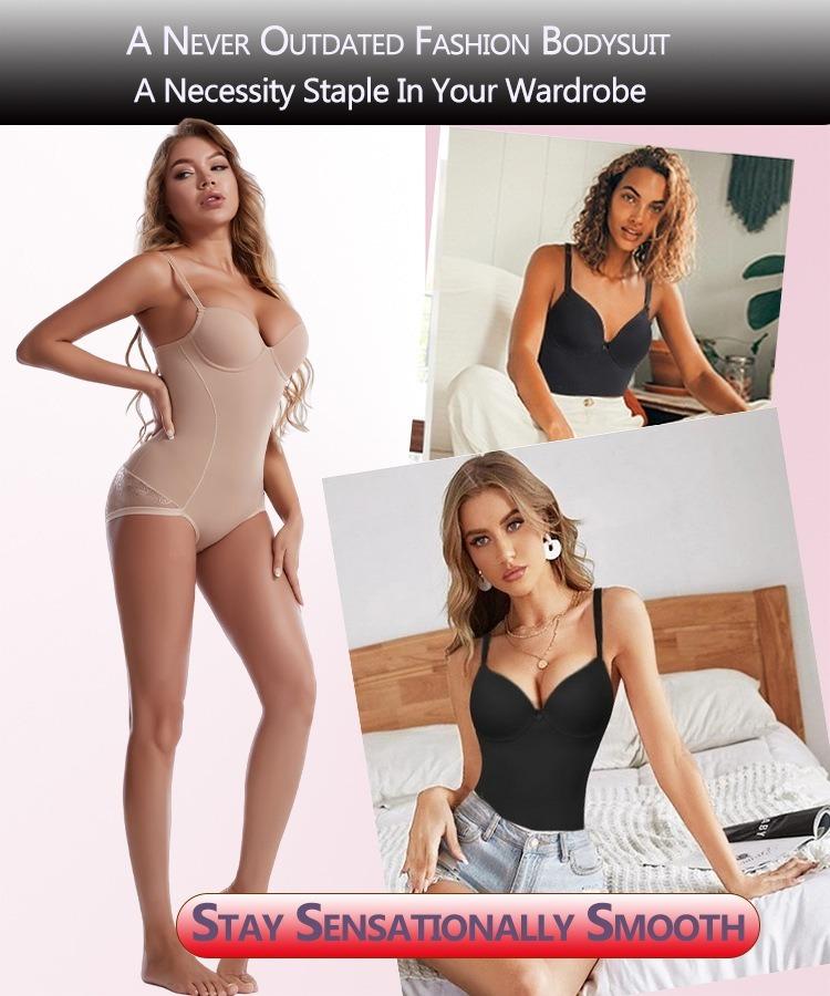 Women's Deep V Backless Slimming Body Shaping Bodysuit, S-XL Sizes Available, Casual Style, Plain Design, All Season Wear