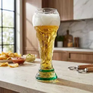 2026 World Cup Football Beer Mug, 16oz Trophy Shape Party Drinkware, Top Soccer Merchandise & Fan Creative Gift