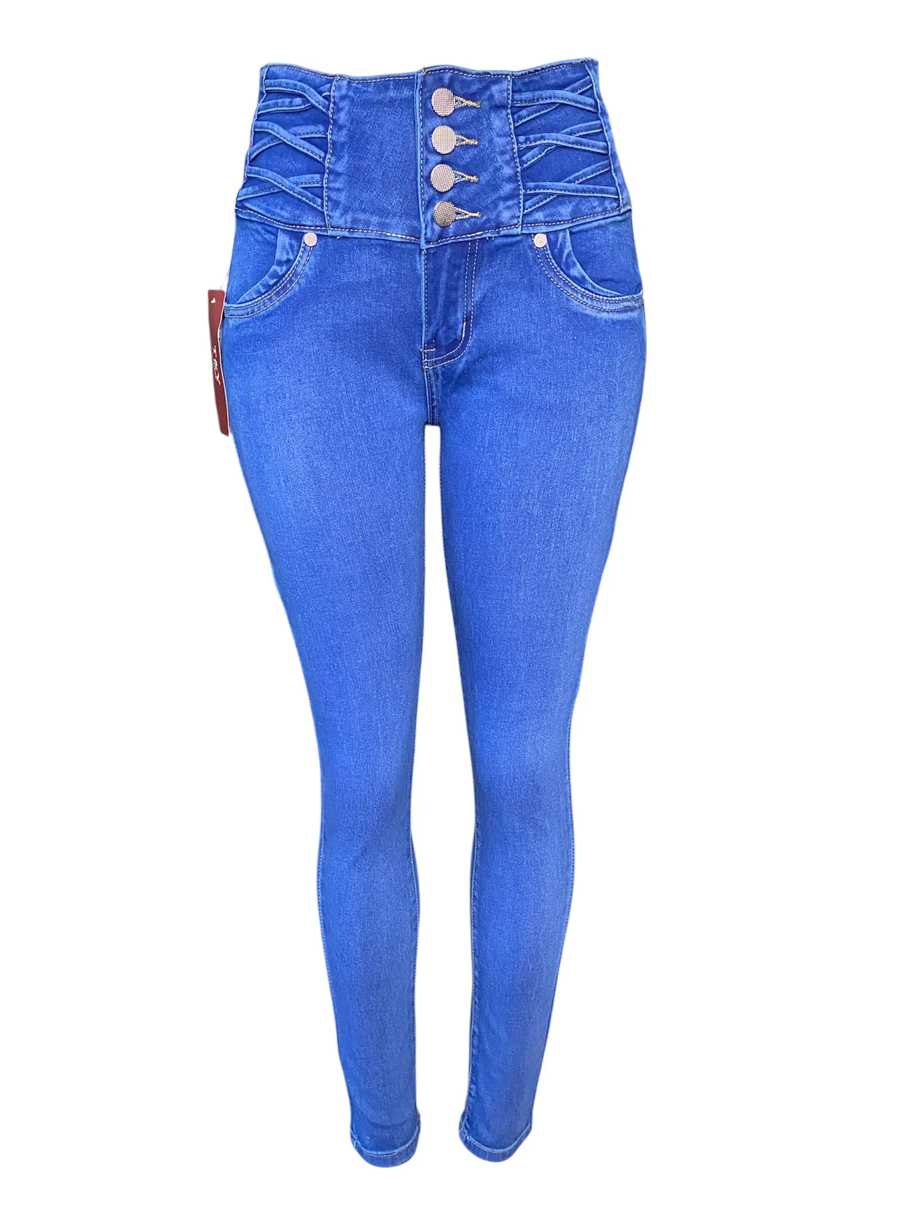 Jeans Skiny for Women - High Waist Skinny Fit Bottoms in Blue Denim Style - Womenswear