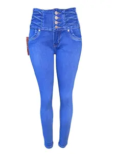 Jeans Skiny for Women - High Waist Skinny Fit Bottoms in Blue Denim Style - Womenswear