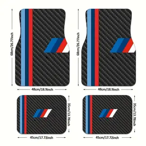 4pcs For Bmw Logo Car Floor Mat Set - Heavy-Duty All-Weather Design, Easy To Clean, Black/White Interior, Fit For Sedans, Trucks