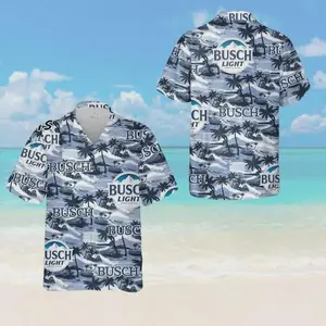 BuschLight Floral Hawaiian Shirt Aloha Summer Beer Fan Gift