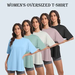 5 Pack Women's Workout Short Sleeve T Shirts Energetic Multi-Color Casual Oversized T Shirts for Women Short Sleeve Oversized T Baggy Dry Fit Athletic Gym Shirts Top Tees