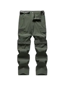 Men's Convertible Hiking Pants, Quick Dry Zip-Off High Elastic Cargo Pants, Lightweight Outdoor Travel Pants with Multi-Pockets, Casual Sports Trousers (Black/Army Green/Light Grey/Khaki)