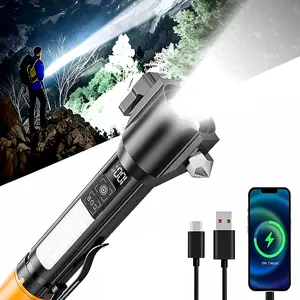 SummerVibes 8-in-1 Power Bank Flashlight Rechargeable Zoomable 3 Lighting Modes LED Digital Display Red Blue Emergency Strobe for Camping Hiking Emergencies Excellent Gift for Christmas and New Year