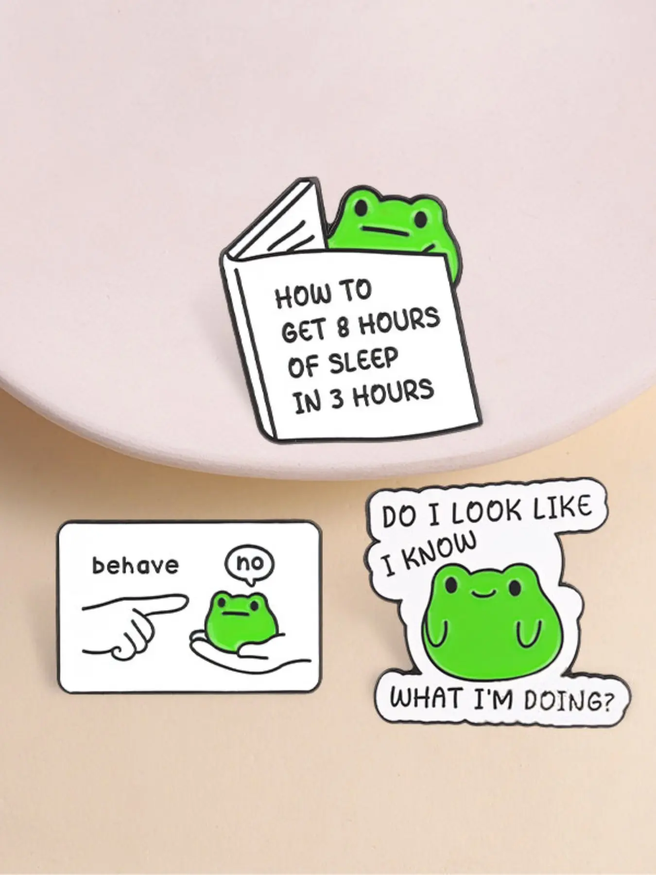 3pcs Funny Frog Enamel Pin Set, "do I Look Like I Know What I'm Doing" Brooch, Meme Lapel Pins, Fun Fashion Accessories