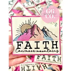 Faith Can Move Mountains Patch, Christian Hat Patch, Embroidered Patch, Trucker Hat Patch, Iron On, Trendy Hat Patch, Jesus Patch.