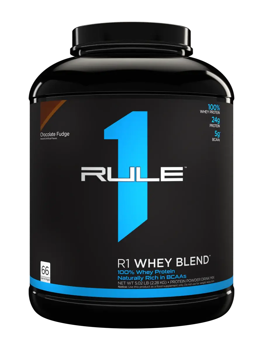 RULE 1 Natural Edible Whey Blend Powder - 5 lb, 24g per Serving, Chocolate Fudge Flavor, 100% Whey, BCAAs-Rich, 66 Servings, Amino & Glutamine Supplements, Fitness & Health Dietary Support, Amino Protein Supplements, Glutamine Protein Supplements