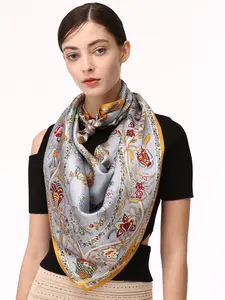 Jeelow Exquisite 100% Real Mulberry Silk Scarf - Opulent 16 Momme Large Square Wrap, 42x42 Inch, Luxurious Accessory for Evening Wear & Daily Elegance