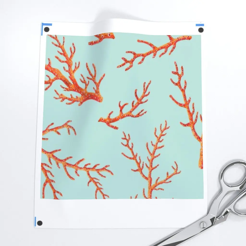 Blue and Orange Coral Fabric
