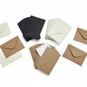 48pcs - Mini Self Sealing Envelopes (3 Colors: Black/White/Kraft) - Peel & Paste Mailing Envelopes for Wedding Invitations, Christmas Cards, Birthday Cards, Postcards