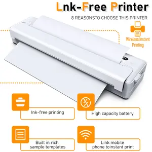 Portable Thermal Printer Wireless Bluetooth - No Ink Needed Compact Printer for Home Office Students