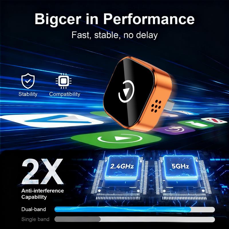 【YURNLV】Mini CarPlay Wired to Wireless Converter, iPhone/Android Compatible, Fast Stable Auto-Connection, No Lag, Hands-Free Calls