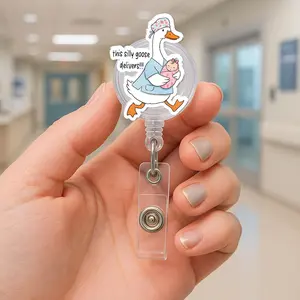 Silly Goose NICU Nurse Badge Reel: Funny Baby Delivery ID Holder