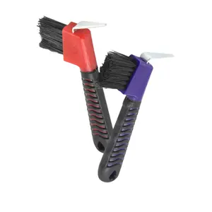 2 Pieces Durable Hoof Pick with Brush Soft Grip Random Colors for Donkey
