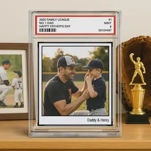 Personalized Dad & Kids Baseball Trading Card Style Personalized Acrylic Block Plaque Father's Day Gift for Baseball Lover, Baseball Dad Gift
