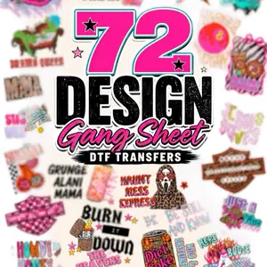 72 New Designs DTF Gang Sheet | Wholesale Ready to Press Transfers | 22" x 323.51"