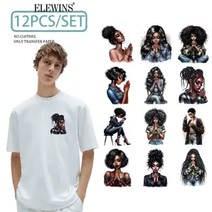 12 Heat Transfer Prayer Stickers, Easy Peel and Stick, Iron-On Fabric Patches for T-Shirts, Jeans, Hats, Backpacks, Decorative Embellishments