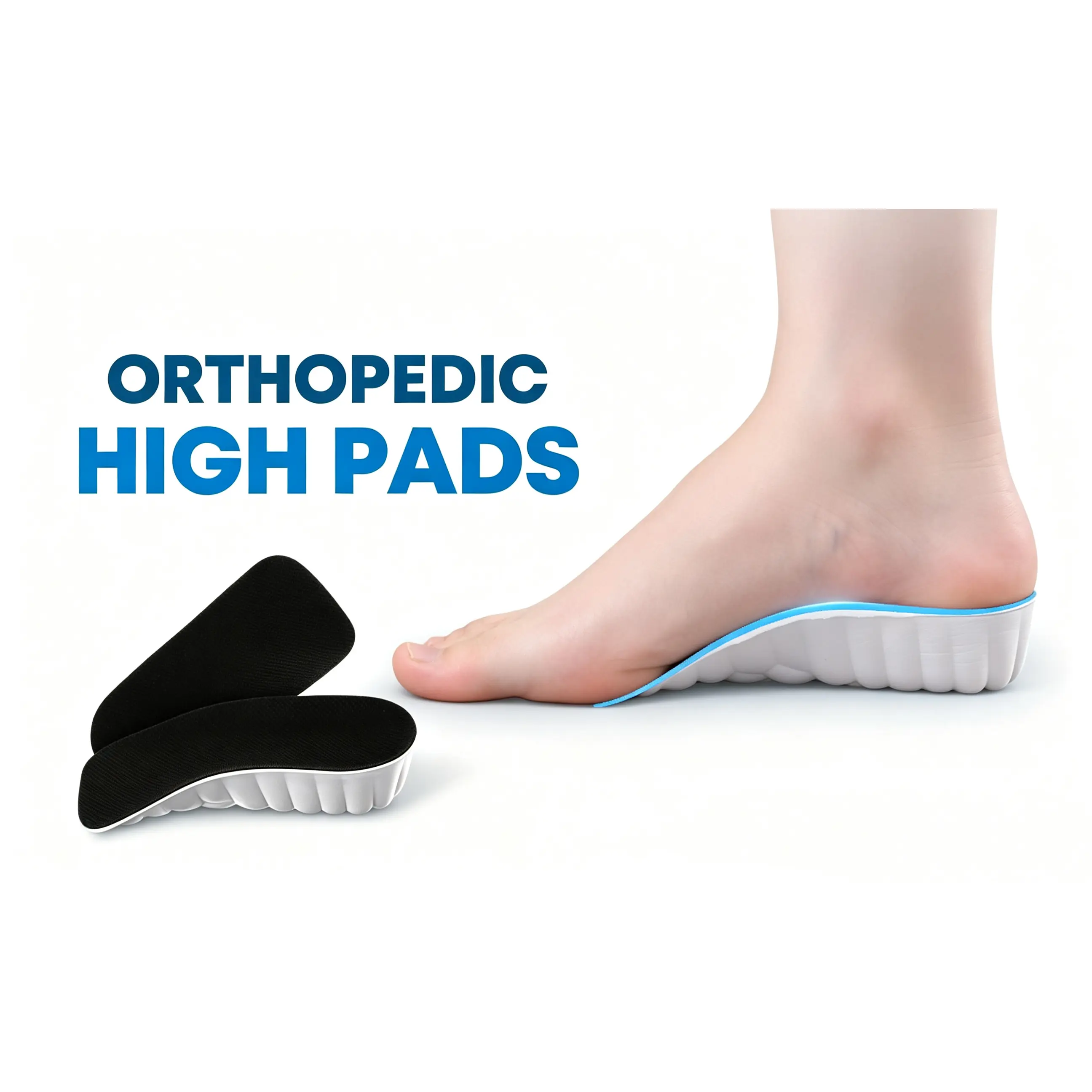 1.38 Inch Black Height Increase Half Insoles, Arch Support Cuttable Shoe Lifts for Men, Women, Kids
