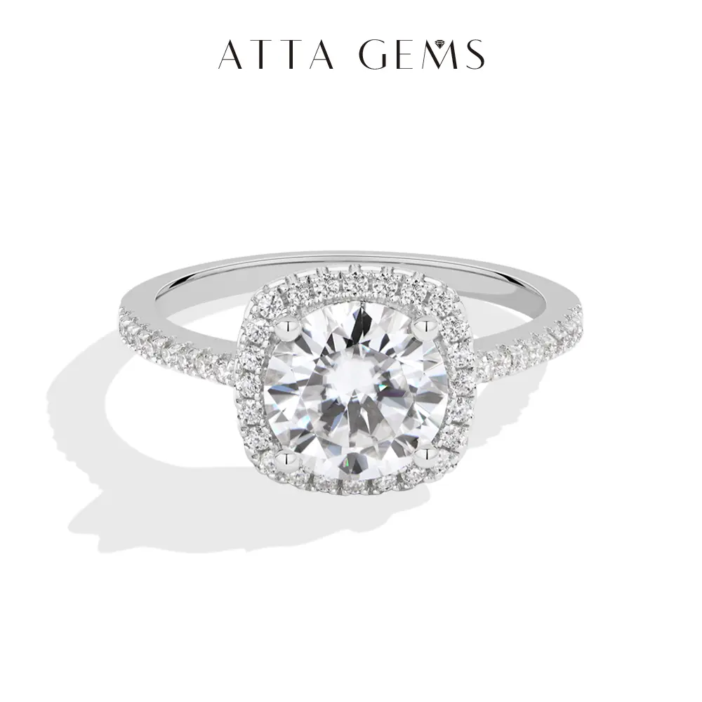 ATTAGEMS D-VVS1 Color Round Cut 2CT Lab-Grown Moissanite Ring, 925 Sterling Silver Prong-Set Classic R412 Model for Women, Unisex Daily Wear Engagement Anniversary Gift with Certificate (Guangzhou Atta Gems Co., Ltd)