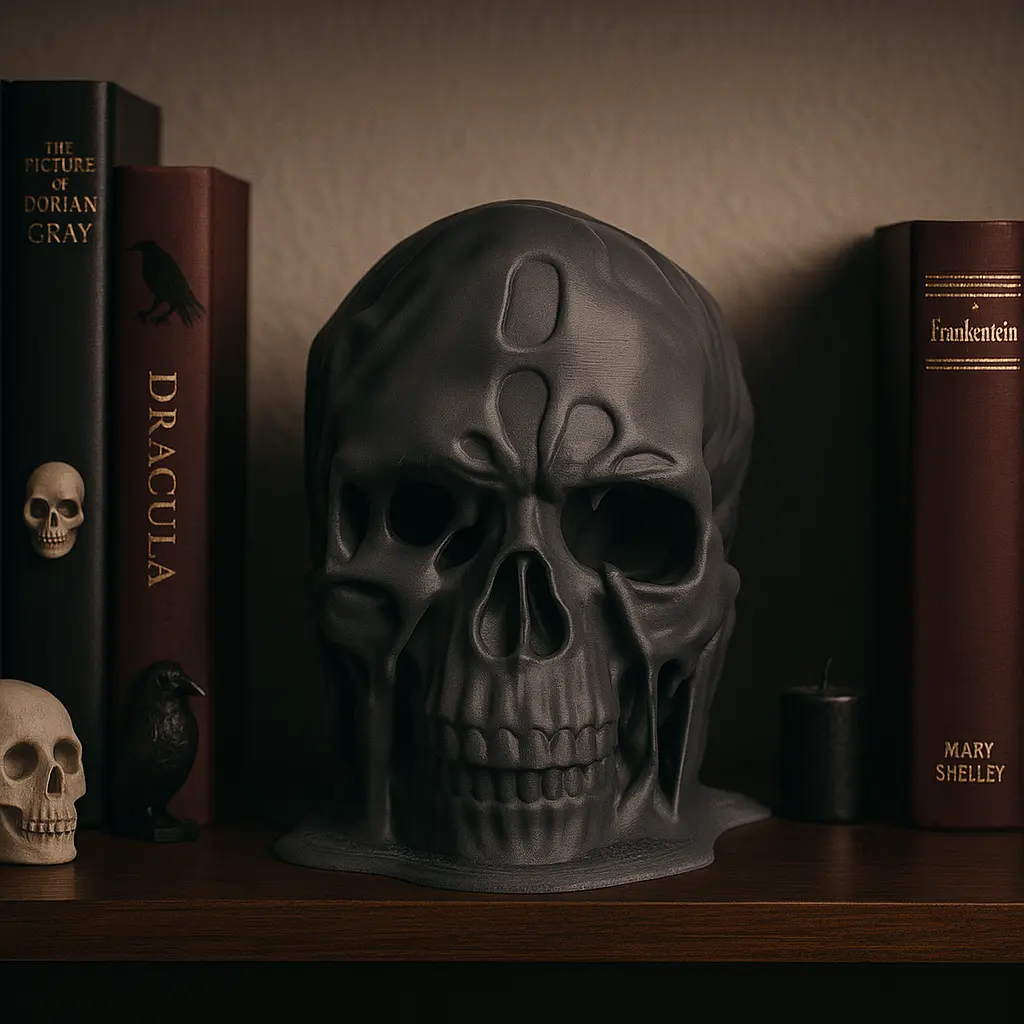 Gothic Spooky Plastic Melting Skull Sculpture - Halloween Home Decor Statue, Home Supplies Figurine, Smooth