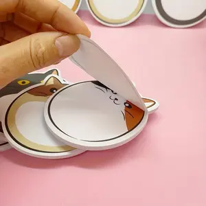 Cartoon Cat Pattern Sticky Note, 5 Counts Cute Cat Series Sticky Note, Office Stationery & Supplies for Home School Office, Adhesive Stickers, Adhesive Tabs