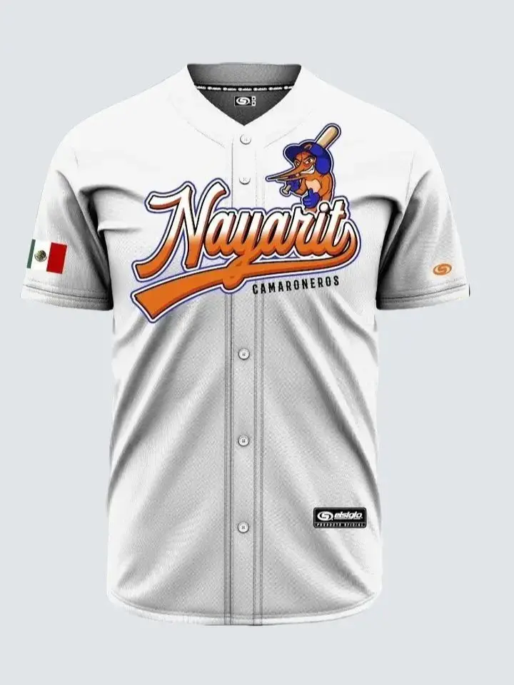 ((WHITE)) Camaroneros De Nayarit Jersey - Unisex Short Sleeve Jersey for Baseball & Softball with Fitted Design, Breathable Fabric, Machine Washable
