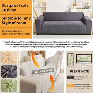 Stretch Sofa Cover Set, Slipcover Protector, Pure Color Geometric Pattern Texture, Soft Comfort Fit Design for Living Room Essentials
