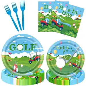 Golf Party Decorations, Golf Birthday Decorations with Golf Plates, 96 count Hole in  Birthday Decorations with Golf Plates and Napkins, Serves 24
