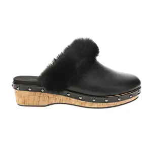 Corkys Womens Just Fur Fun Studded Mule Clogs Casual - Black