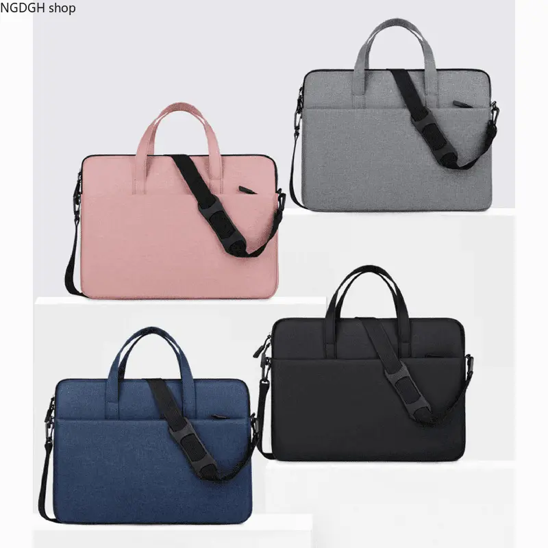Unisex Minimalist Plain Oxford Cloth Laptop Shoulder Work Bag - Water-Resistant, Padded Compartment, Handles, Adjustable Strap, Multi-Pocket Design, Ideal for Work & Daily Commutes