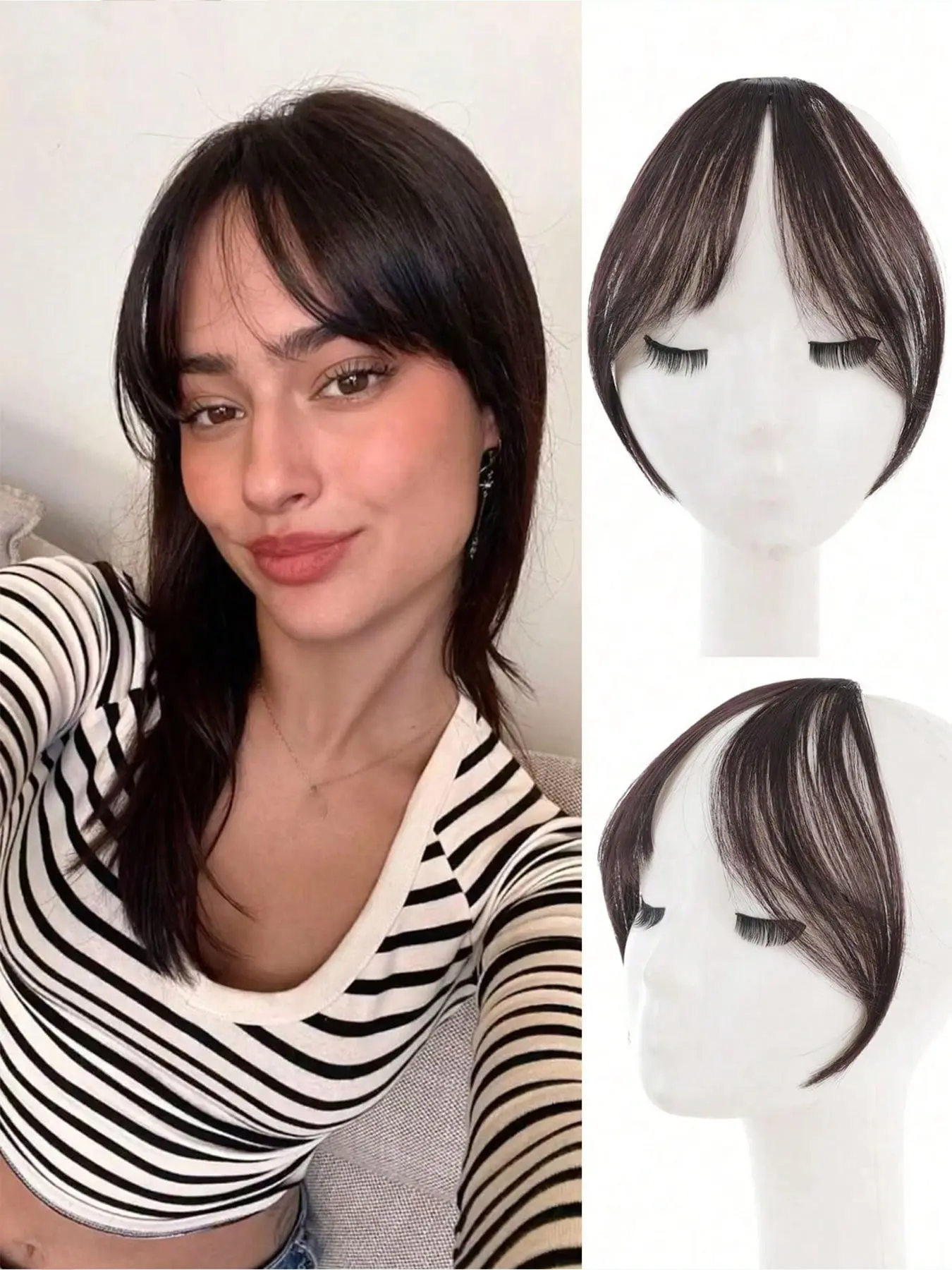 8 Inch Short Straight Face Framing Bangs, Natural Look Fluffy Synthetic Extension for Women, Synthetic Bangs for Daily Wear, Synthetic Hairpiece