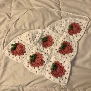Crochet Pink Strawberry Bandanna