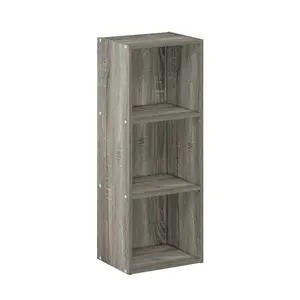 3-Tier Open Shelves Bookcase - 3-Shelf Unit with Stylish Look, Tool-Free Assembly, CARB Wood Construction, 9x12x32 in, for Living Room, Home Office (French Oak)