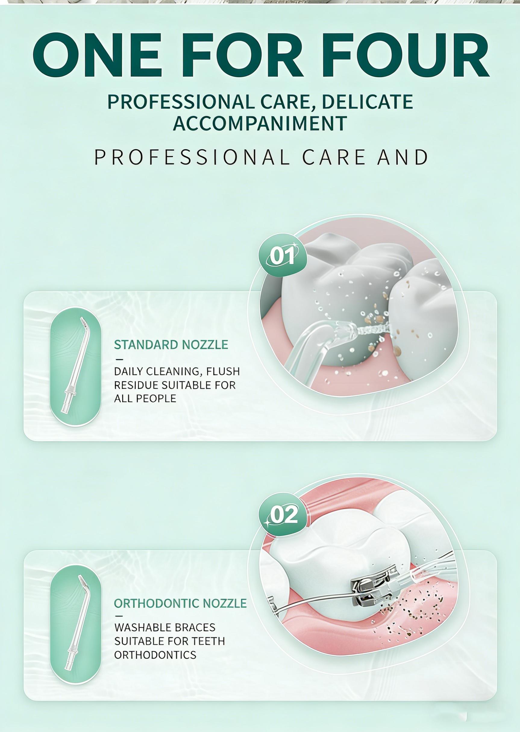 Wireless Water Flosser — Rechargeable Oral Irrigator | 5-Mode Wireless Oral Irrigator | Portable Design | Includes 4 Nozzles and a Removable Water Tank | Ideal for braces wearers those with sensitive teeth  and on-the-go use