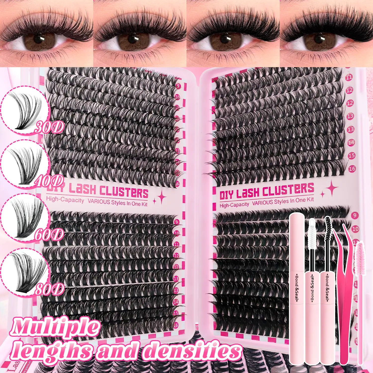 740/800PCS Eyelash Cluster Kit Mixed Lengths Ultra-Light Waterproof Lash Extensions Natural Daily Makeup or Dramatic Glam Look 2026 New