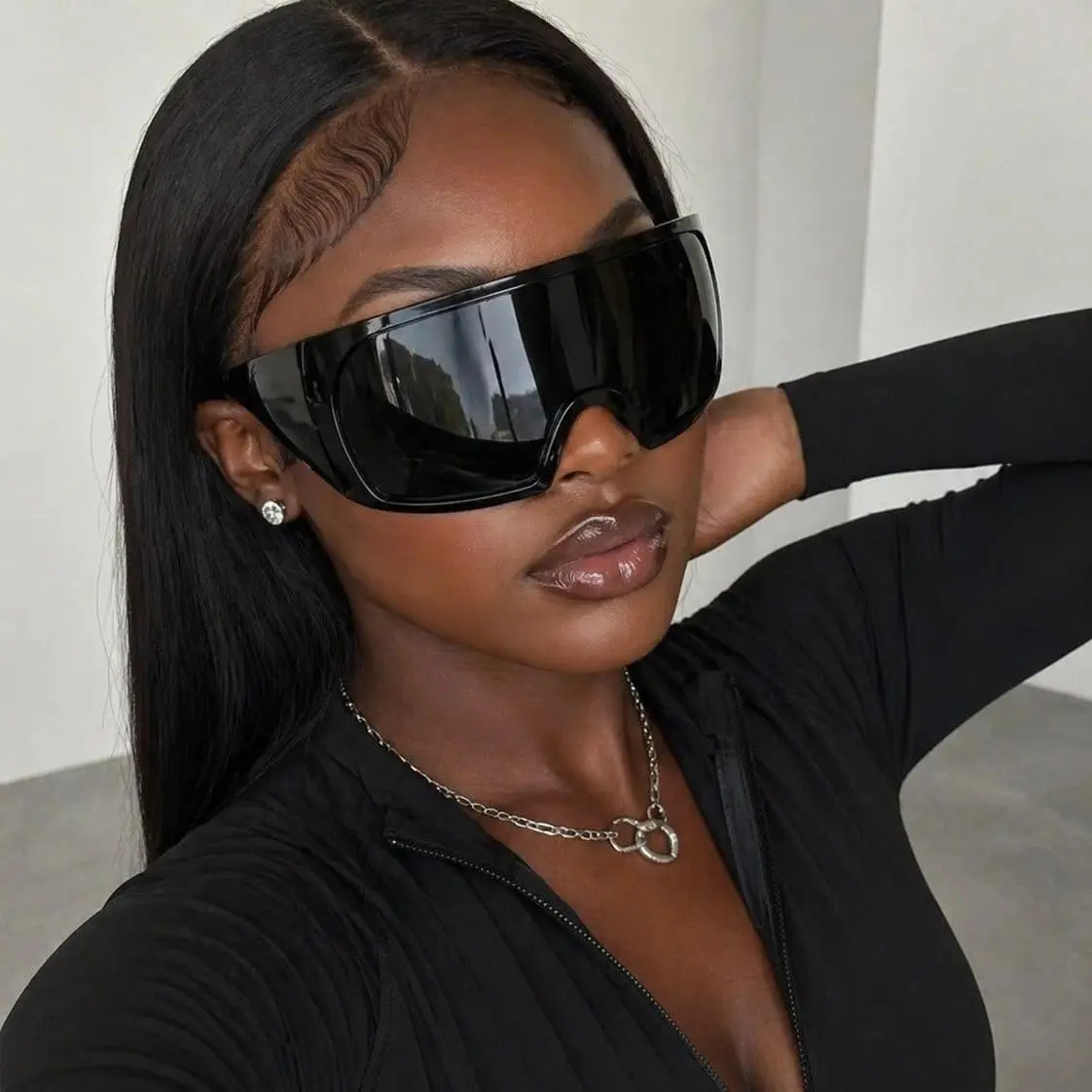 Oversized Wrap Around Sunglasses Y2K Futuristic Shades UV Protection