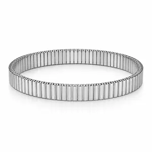BERNY Silver Expansion Stretch Bracelet for Women & Men, Adjustable Stainless Steel Band, Elegant Lightweight Stackable Bangle, Versatile Ladies Jewelry, Female Fashion Accessory for Daily Outfits, Birthday Present Gift for Girls, Summer Accessory